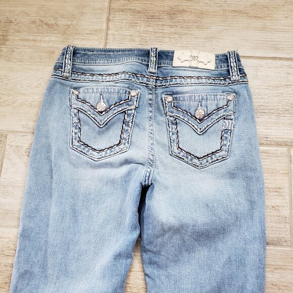 Miss Me Capri Jeans Women's Mid Rise Chunky Metallic Seams Light Wash 27 - Picture 4 of 12